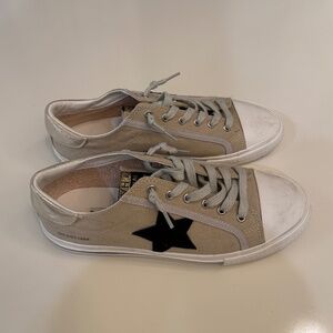 Vintage Havana x The Motherchic Striped Star Canvas Sneakers, Tan, Women's 8.5